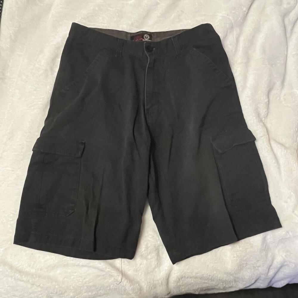 Burn Side Cargo Shorts Mens Size 34 Black Canvas 12in Inseam Relaxed Fit Malawi